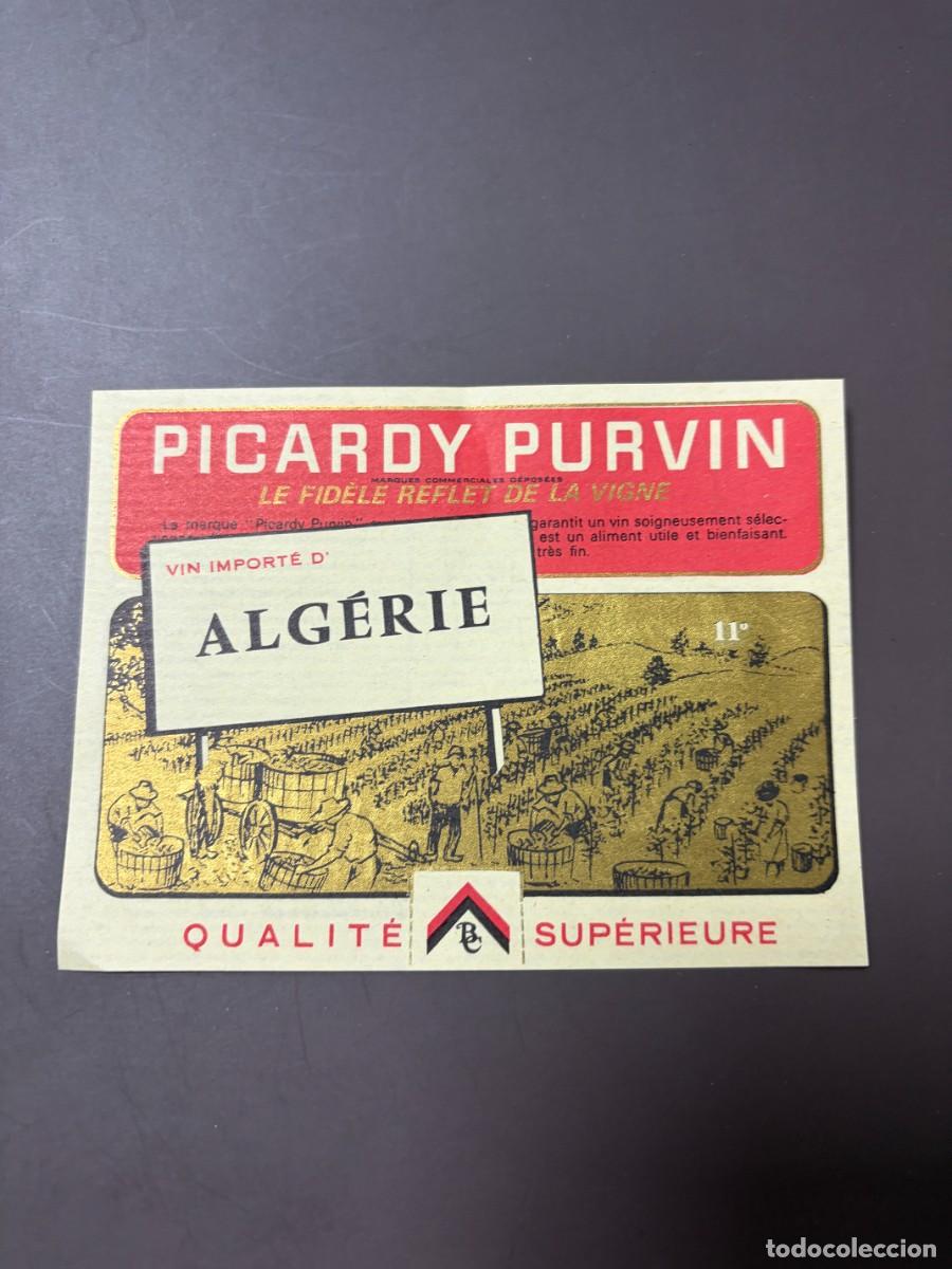 Etiquetas antiguas: ETIQUETA DE VINO DE ARGELIA PRESENTADAS EN LA EXPO 92. PICARDY PURVIN. VER