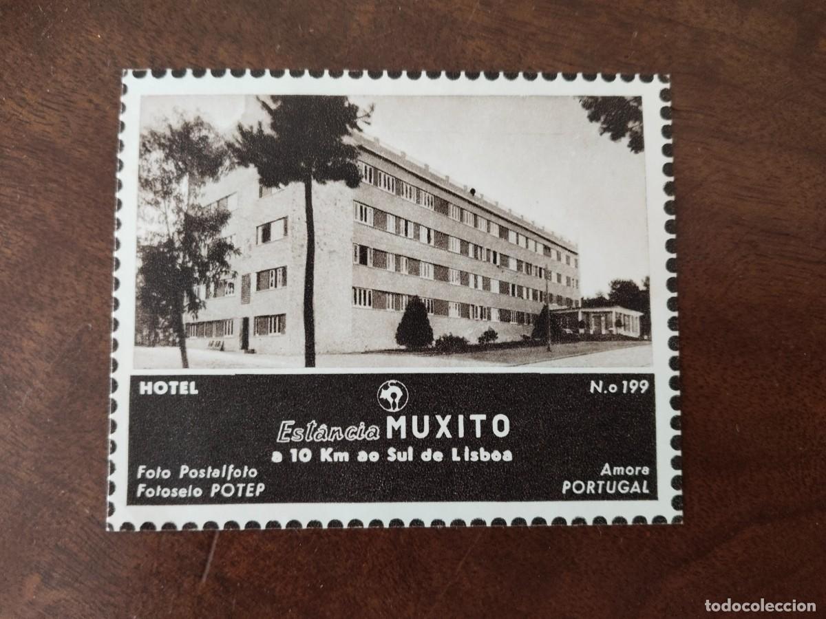 Etiquetas antiguas: Antigua etiqueta para maletas Hotel Estancia Muxito, Lisboa, Portugal.