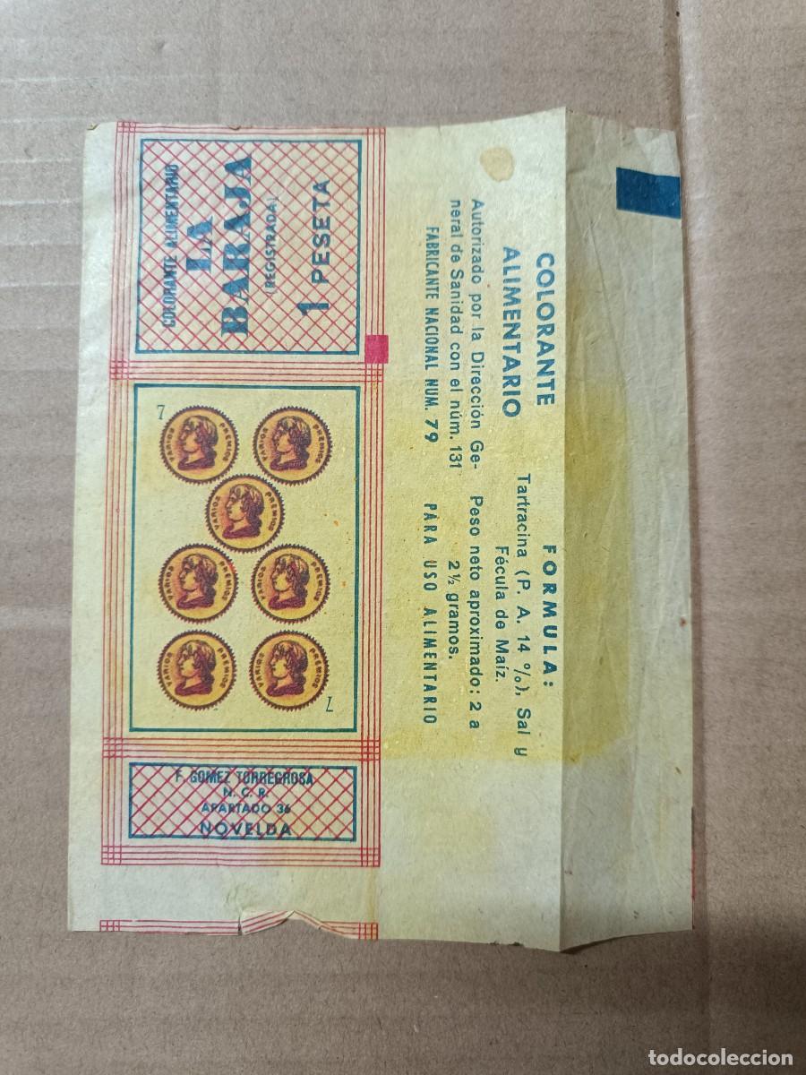 Etiquetas antiguas: ANTIGUA ETIQUETA DE COLORANTE ALIMENTARIO DE NOVELDA, CON CARTA DE NAIPES, PPS S. XX -P22