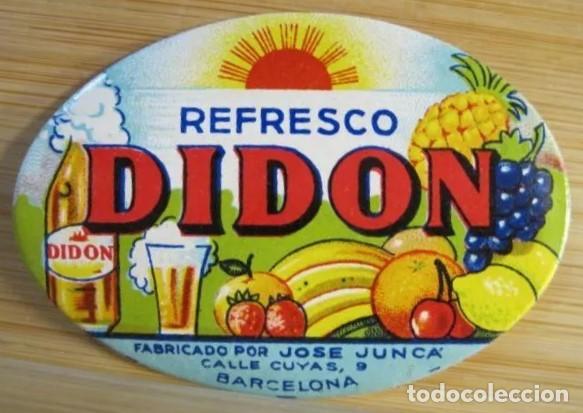 Etiquetas antiguas: *Refresco Did&oacute;n - Fabricado por Jos&eacute; Junca* 75x53 mm. Cola original.