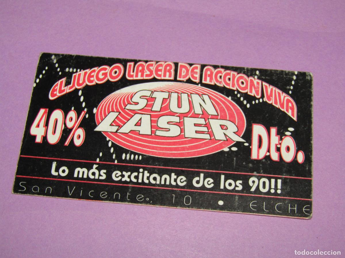 Etiquetas antiguas: Antigua Invitaci&oacute;n FLYER para STUN LASER de ELCHE - A&ntilde;o 1990s.