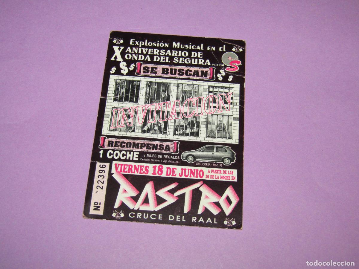 Etiquetas antiguas: Antigua Invitaci&oacute;n FLYER Explosi&oacute;n Musical X Aniversario Onda del Segura en Cruce del RAAL de 1990s.