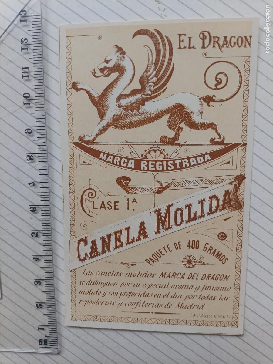 Etiquetas antiguas: ETIQUETA CANELA MOLIDA EL DRAG&Oacute;N - Foto 1