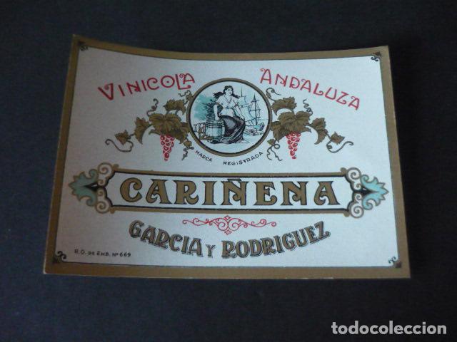 Alte Etiketten: ETIQUETA VINICOLA ANDALUZA CARI&Ntilde;ENA GARCIA Y RODRIGUEZ