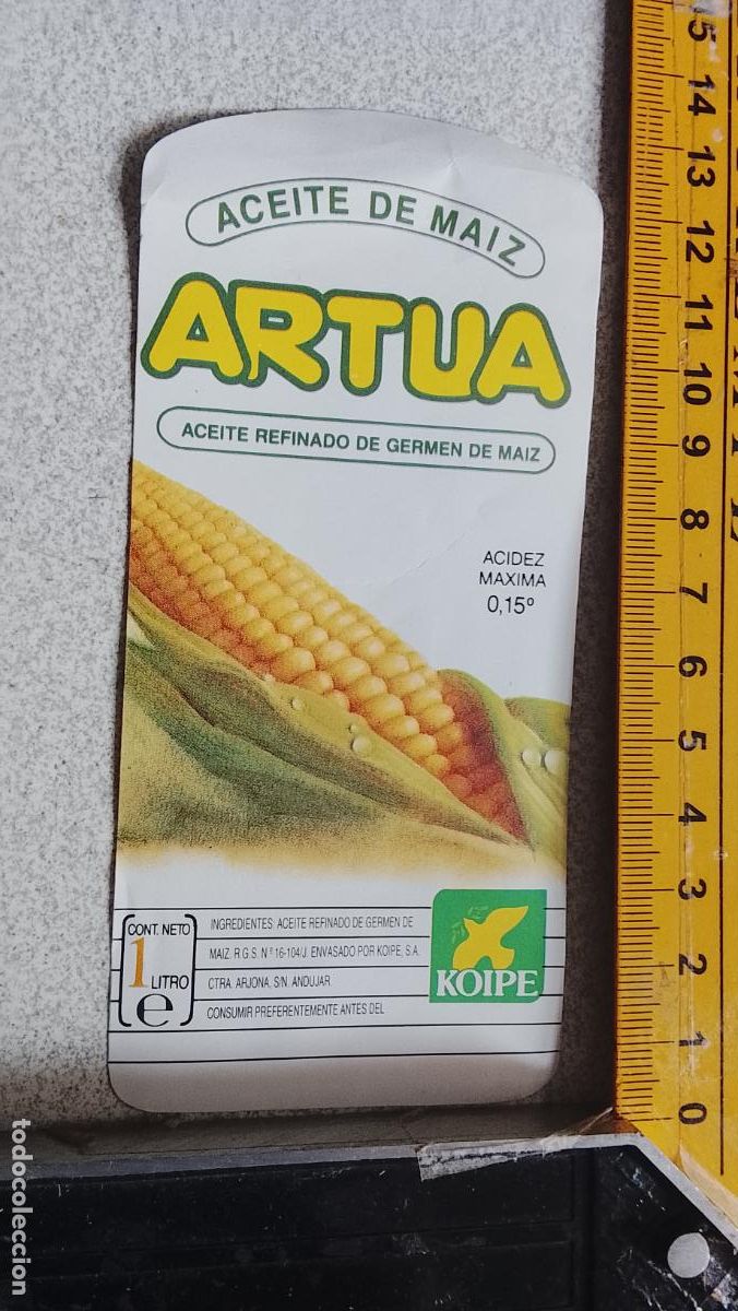 Etiquetas antiguas: ANTIGUA ETIQUETA ACEITE DE GERMEN DE MAIZ ARTUA KOIPE
