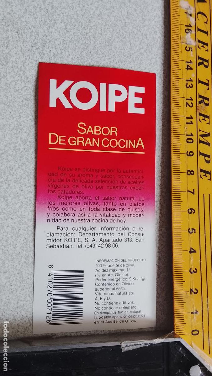 Etiquetas antiguas: ANTIGUA ETIQUETA ACEITE KOIPE