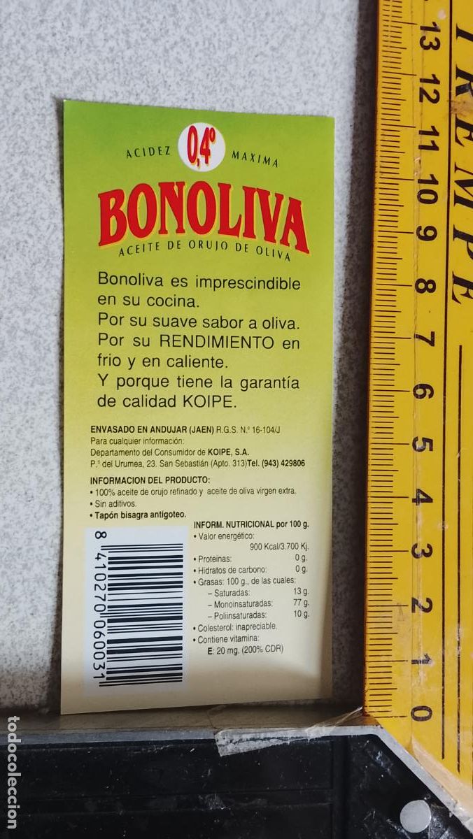 Etiquetas antiguas: ANTIGUA ETIQUETA ACEITE KOIPE BONOLIVA OLIVA