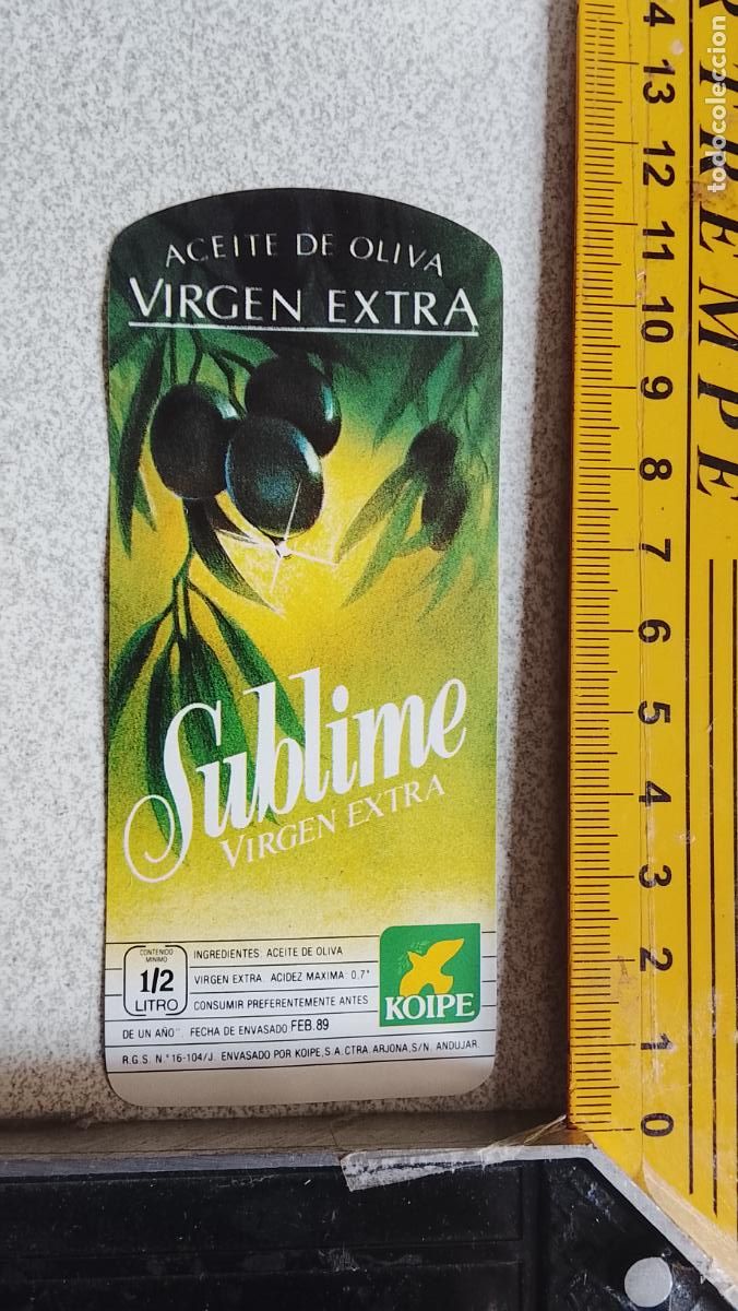 Etiquetas antiguas: ANTIGUA ETIQUETA ACEITE VIRGEN EXTRA SUBLIME KOIPE