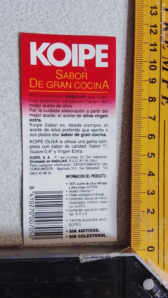 Etiquetas antiguas: ANTIGUA ETIQUETA ACEITE KOIPE - Foto 1