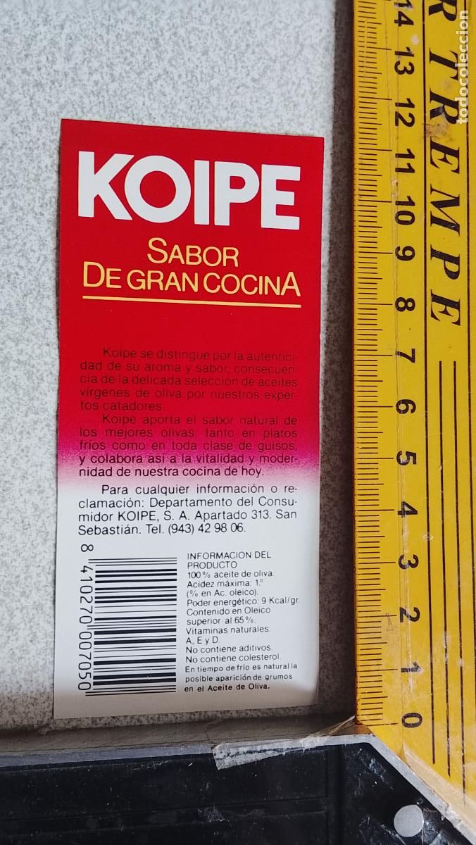 Etiquetas antiguas: ANTIGUA ETIQUETA ACEITE KOIPE