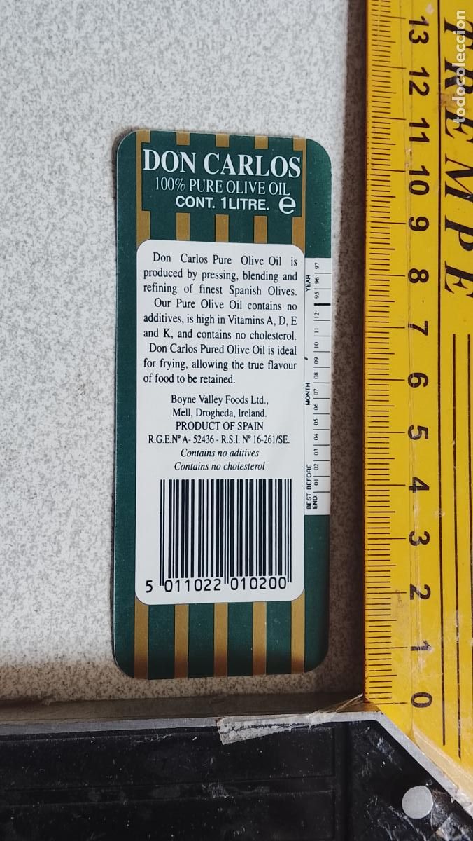 Etiquetas antiguas: ANTIGUA ETIQUETA ACEITE OLIVA DON CARLOS