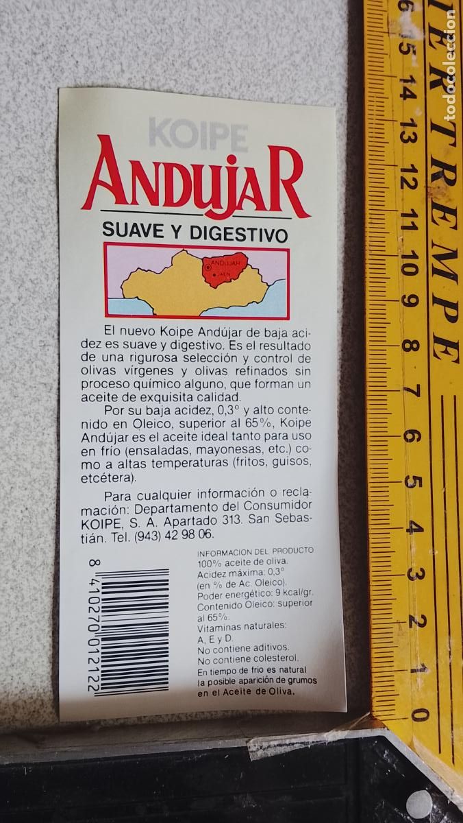 Etiquetas antiguas: ANTIGUA ETIQUETA ACEITE KOIPE ANDUJAR