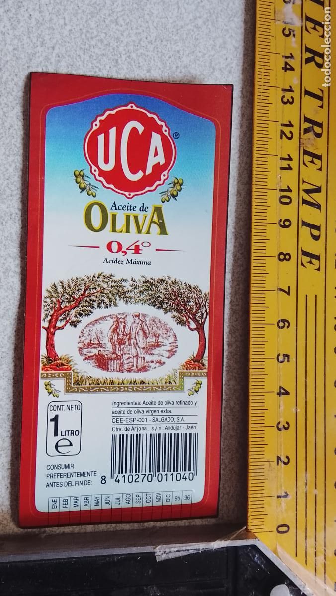 Etiquetas antiguas: ANTIGUA ETIQUETA ACEITE DE OLIVA UCA (UNICA)