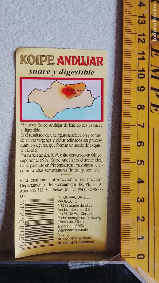 Etiquetas antiguas: ANTIGUA ETIQUETA ACEITE KOIPE ANDUJAR