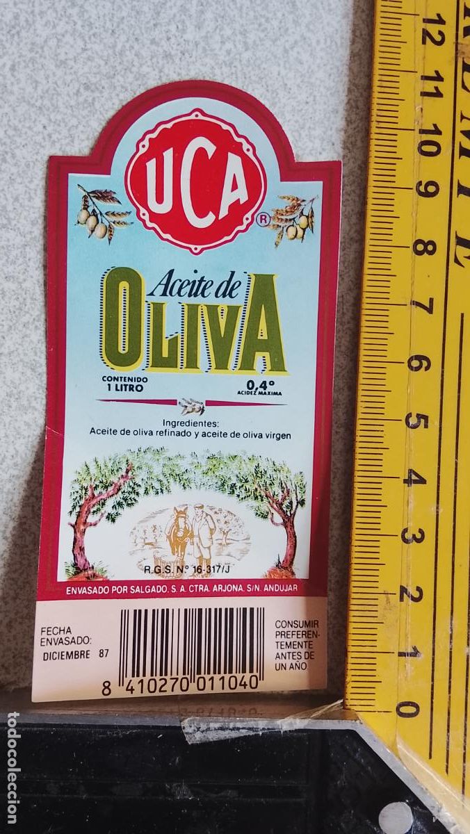 Etiquetas antiguas: ANTIGUA ETIQUETA ACEITE OLIVA UCA