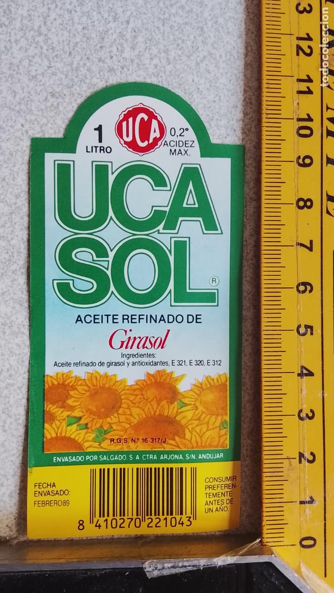 Etiquetas antiguas: ANTIGUA ETIQUETA ACEITE OLIVA UCA UCASOL