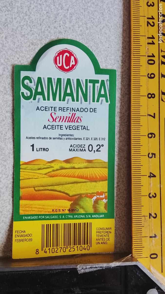 Etiquetas antiguas: ANTIGUA ETIQUETA ACEITE SEMILLA VEGETAL SAMANTA UCA