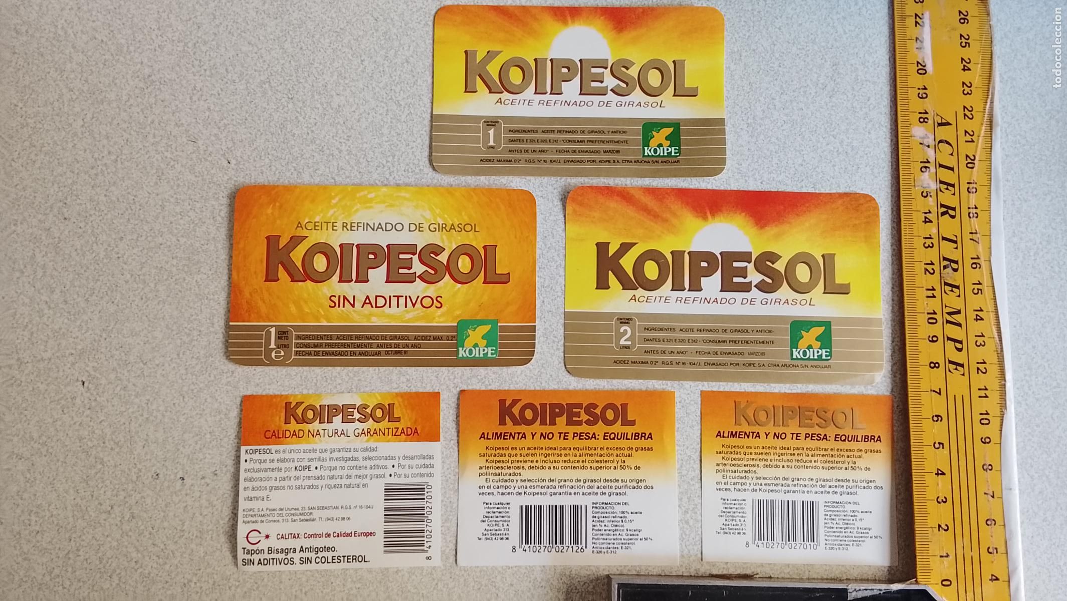 Etiquetas antiguas: 6 unidades diferentes de ANTIGUA ETIQUETA ACEITE koipesol ( todas diferentes )