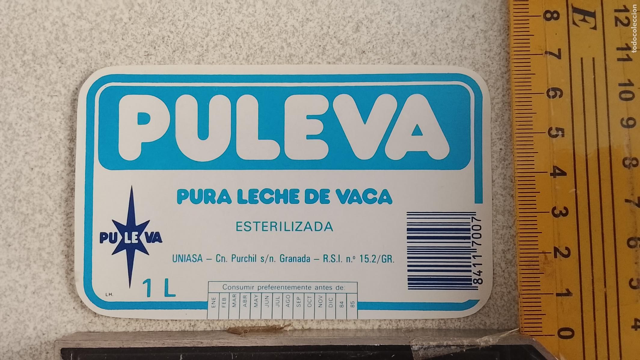 Etiquetas antiguas: ANTIGUA DIFICIL ETIQUETA LECHE PULEVA UNIASA ESTERELIZADA 1 LITRO PU LE VA
