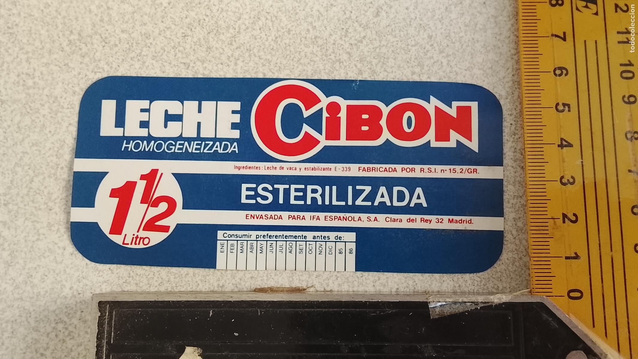 Etiquetas antiguas: ANTIGUA DIFICIL ETIQUETA LECHE HOMOGENIZADA CIBON ESTERILIZADA IFA ESPA&Ntilde;A