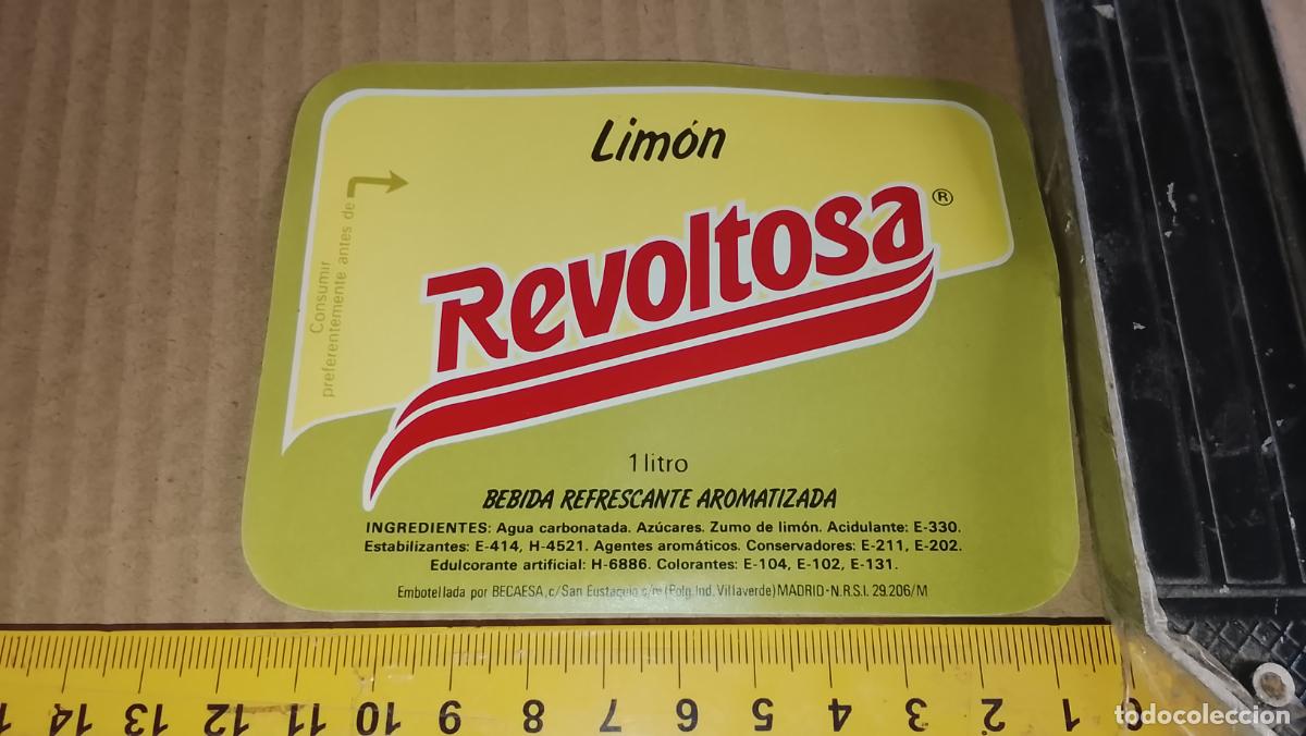 Etiquetas antiguas: antigua etiqueta original SIN PEGAR , de BOTELLA REFRESCOS REVOLTOSA LIMON