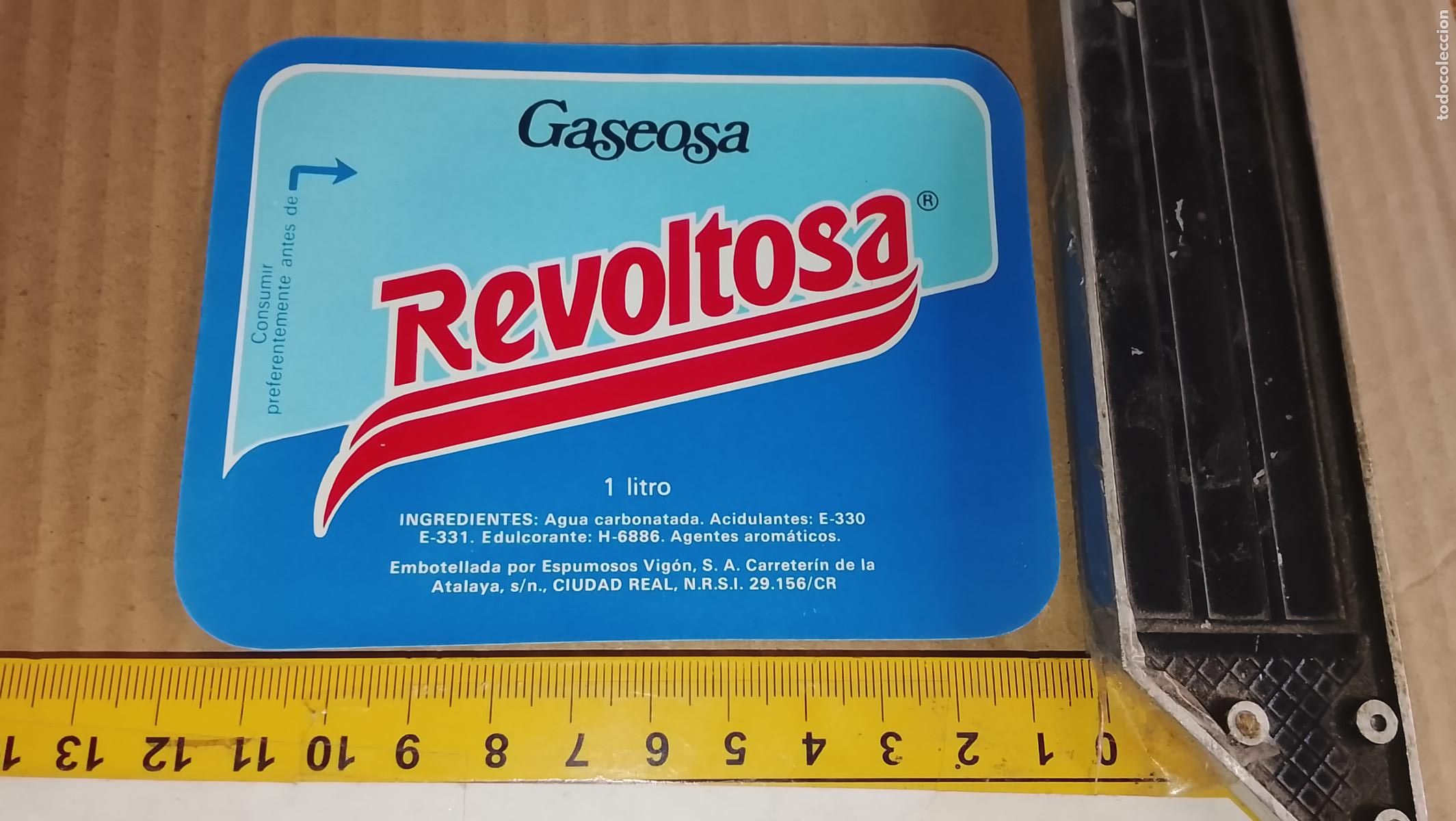 Etiquetas antiguas: antigua etiqueta original SIN PEGAR , de BOTELLA REFRESCOS REVOLTOSA GASEOSA