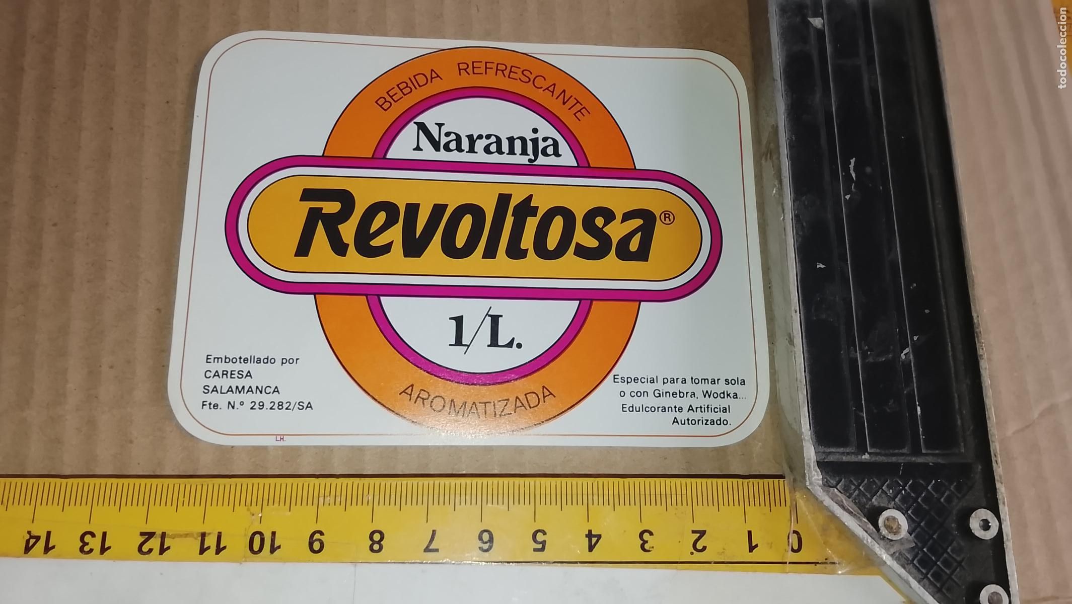 Etiquetas antiguas: antigua etiqueta original SIN PEGAR , de BOTELLA REFRESCOS REVOLTOSA NARANJA