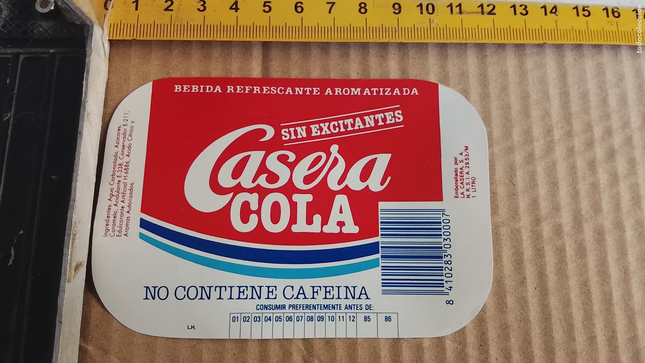 Etiquetas antiguas: antigua etiqueta original SIN PEGAR , de BOTELLA REFRESCOS LA CASERA COLA