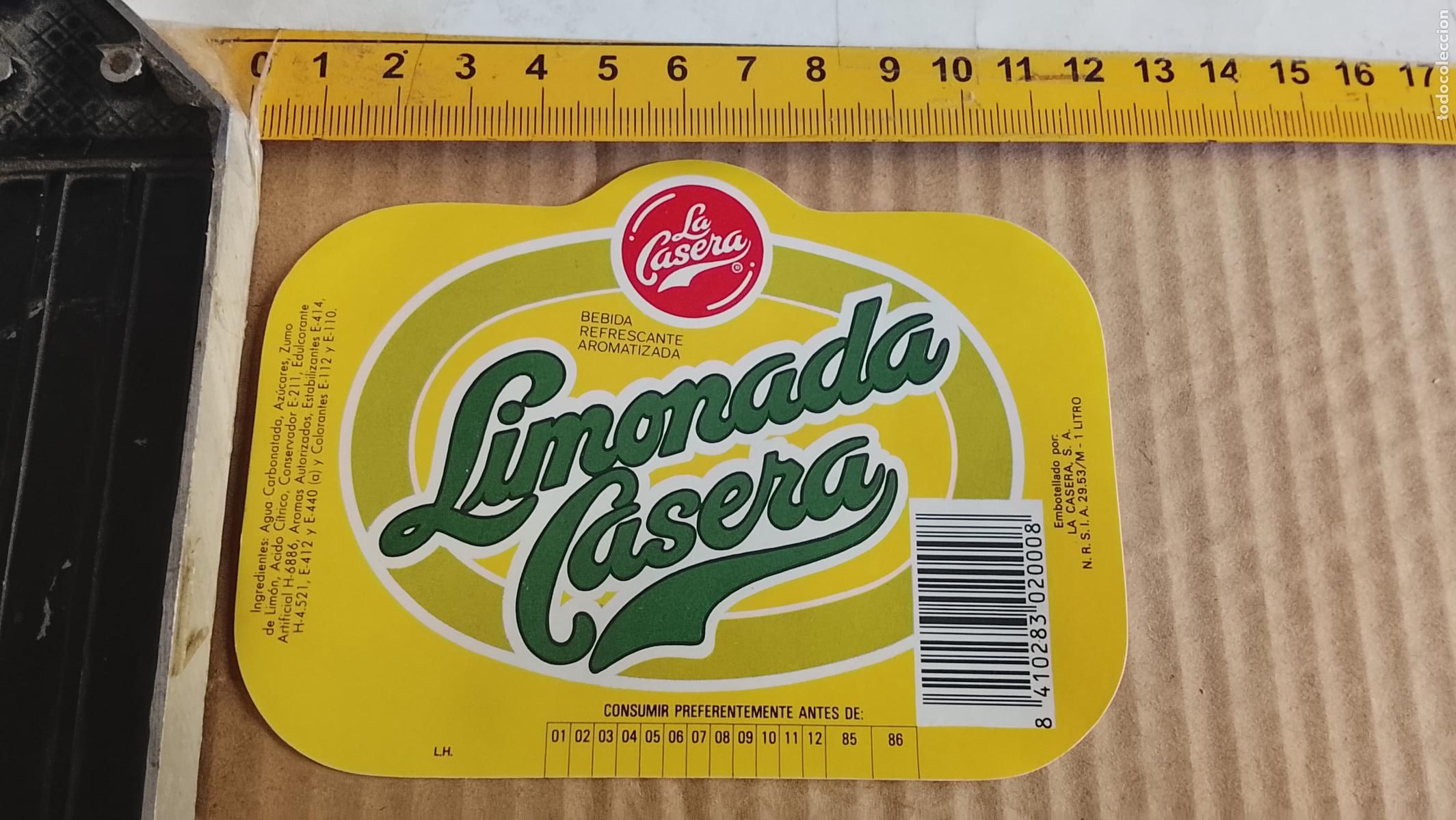 Etiquetas antiguas: antigua etiqueta original SIN PEGAR , de BOTELLA REFRESCOS LA CASERA LIMONADA LIMON