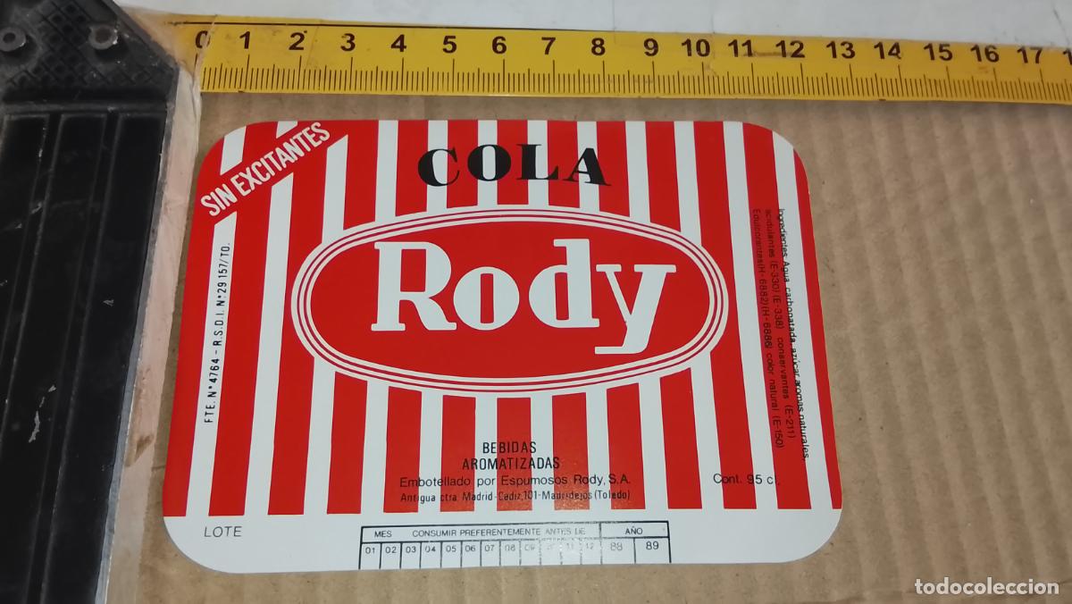 Etiquetas antiguas: antigua etiqueta original SIN PEGAR , de BOTELLA REFRESCOS RODY COLA