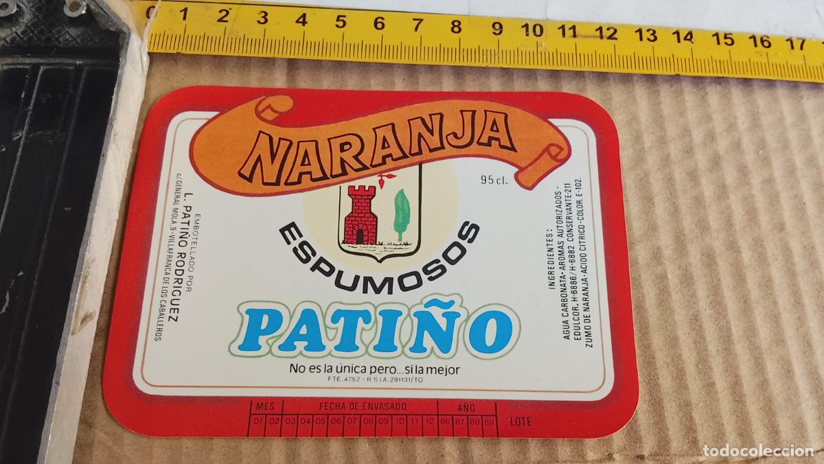 Etiquetas antiguas: antigua etiqueta original SIN PEGAR , de BOTELLA REFRESCOS ESPUMOSOS PATI&Ntilde;O