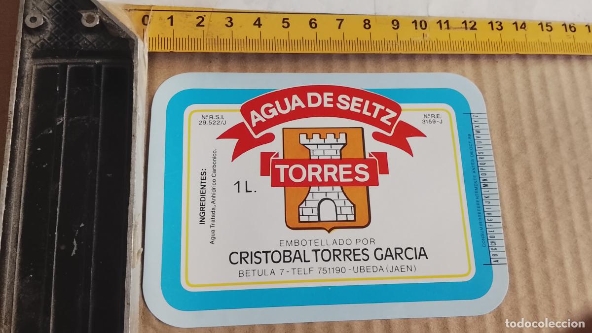 Etiquetas antiguas: antigua etiqueta original SIN PEGAR , de BOTELLA REFRESCOS AGUA SELTZ TORRES