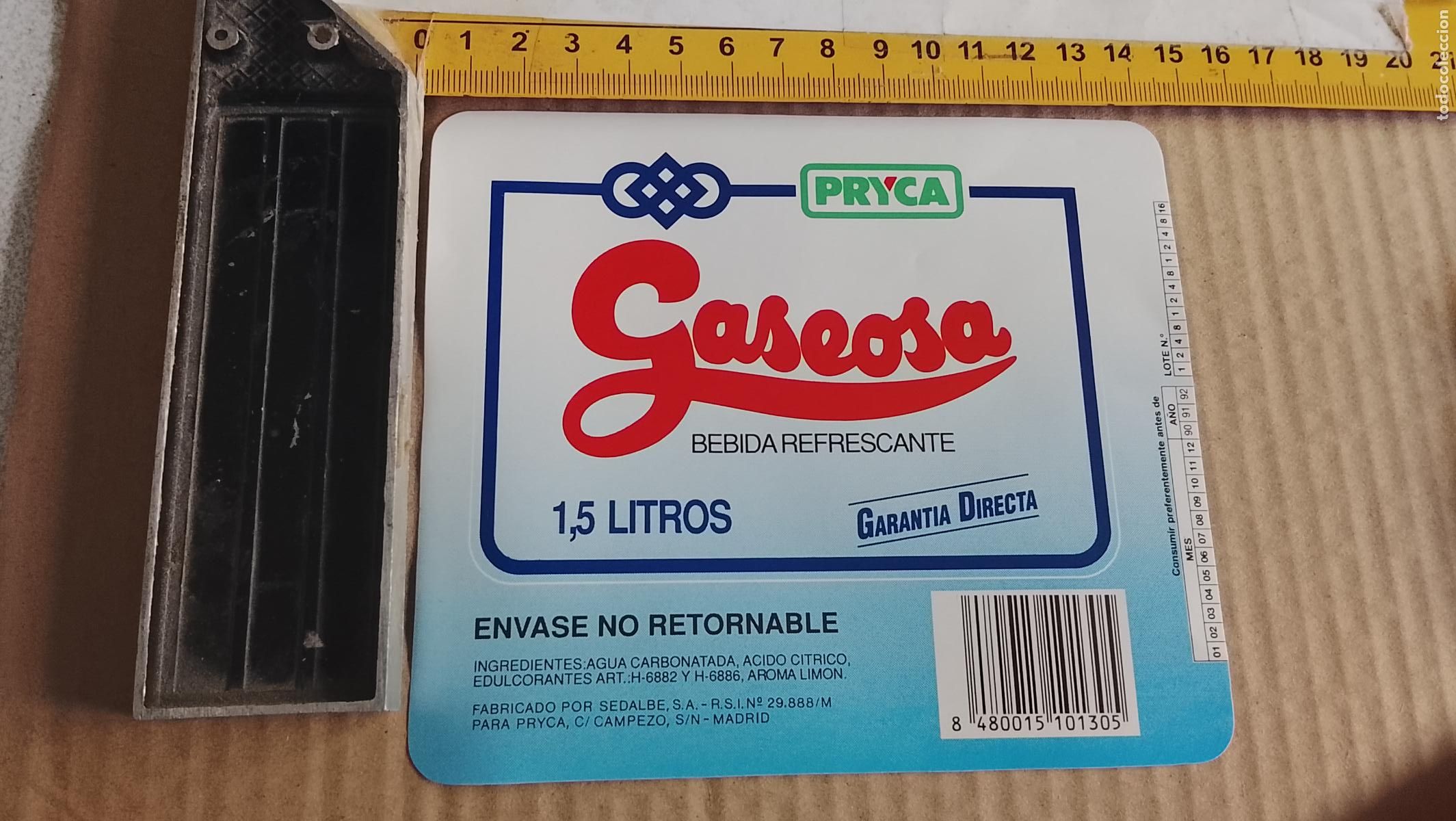 Etiquetas antiguas: antigua etiqueta original SIN PEGAR , de BOTELLA REFRESCOS GASEOSA PRYCA