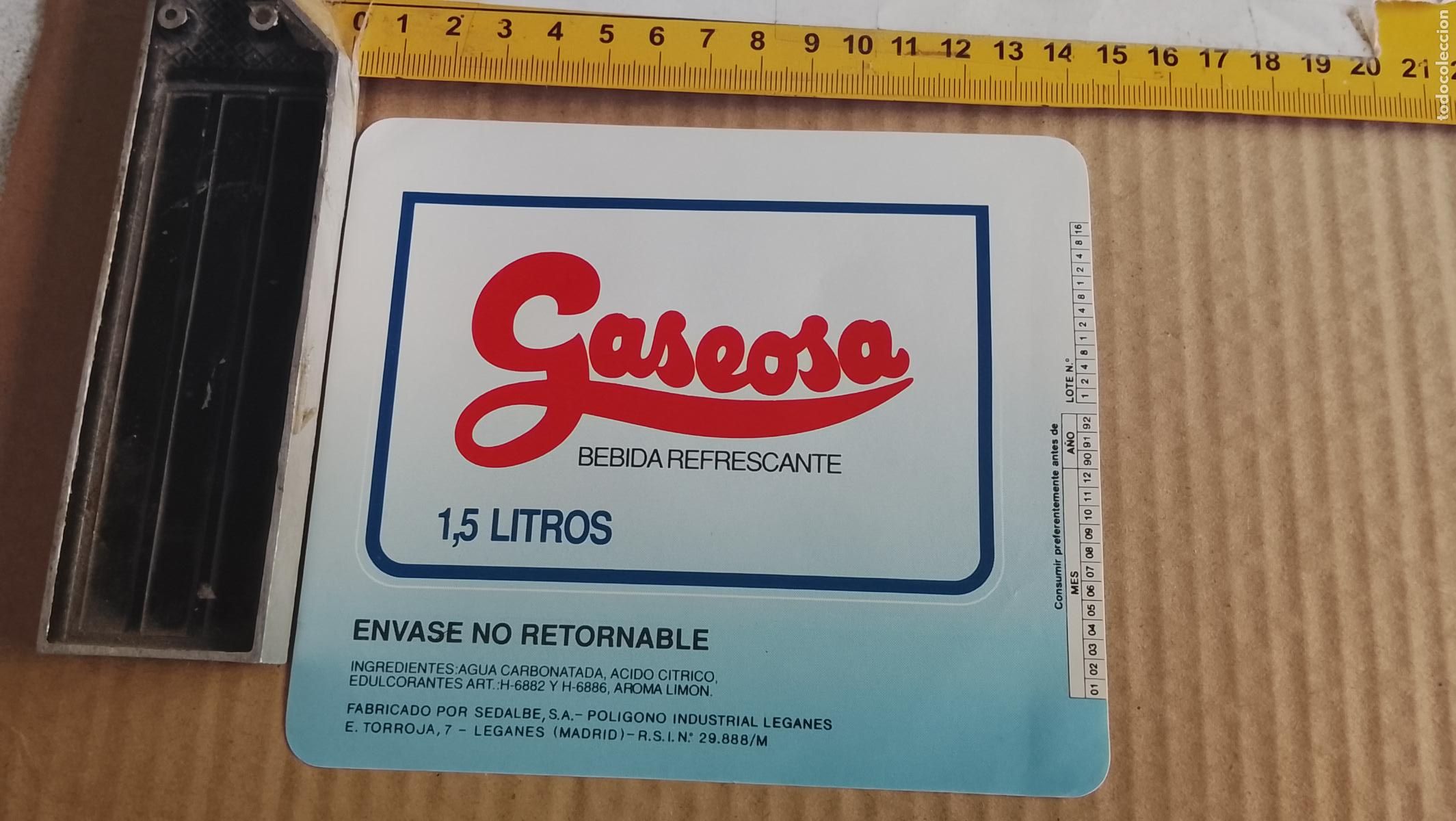 Etiquetas antiguas: antigua etiqueta original SIN PEGAR , de BOTELLA REFRESCOS GASEOSA