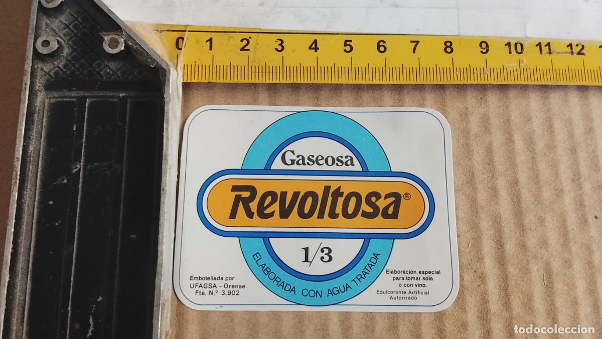 Etiquetas antiguas: antigua etiqueta original SIN PEGAR , de BOTELLA GASEOSA LA REVOLTOSA