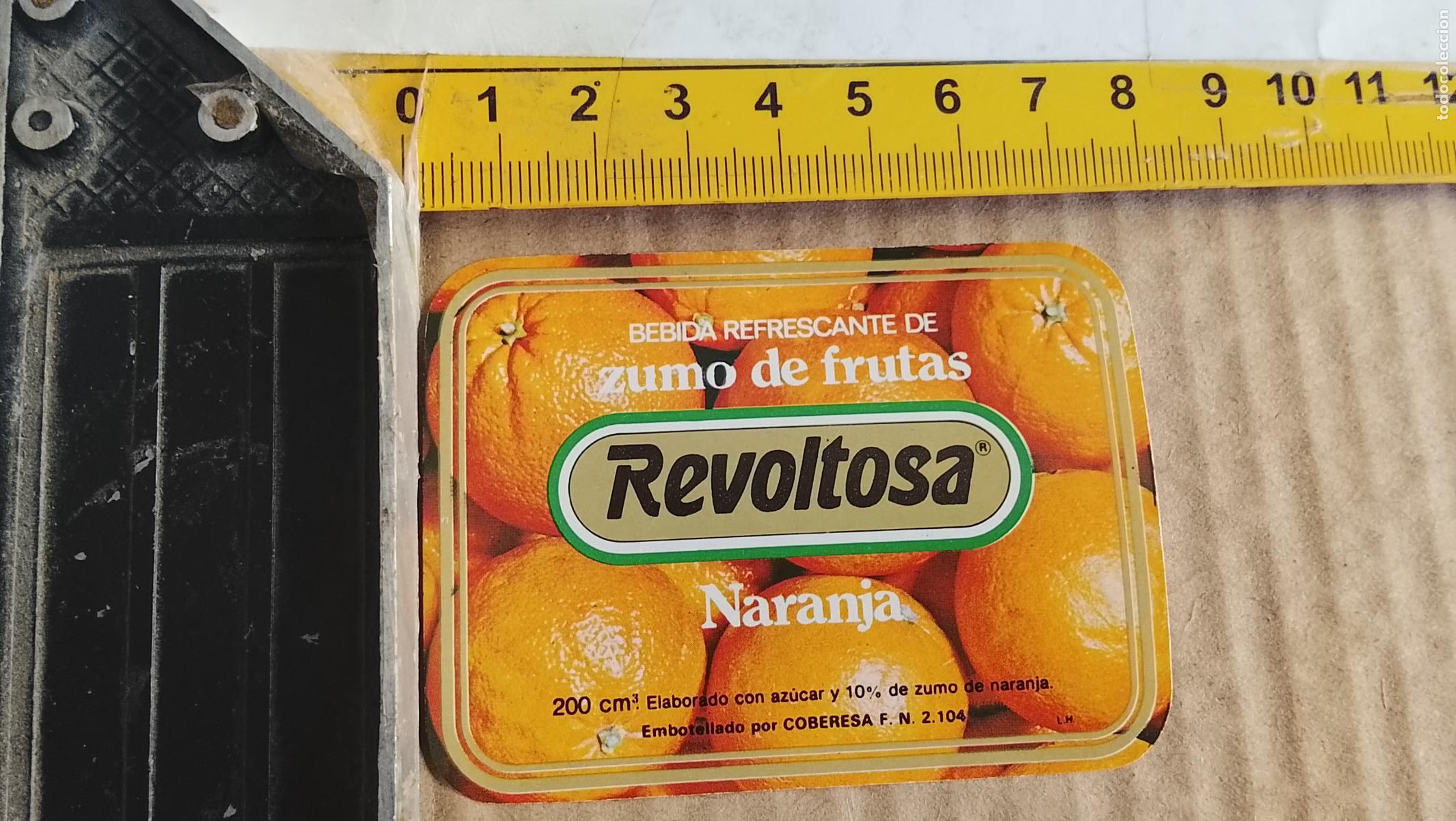 Etiquetas antiguas: antigua etiqueta original SIN PEGAR , de BOTELLA REVOLTOSA NARANJA