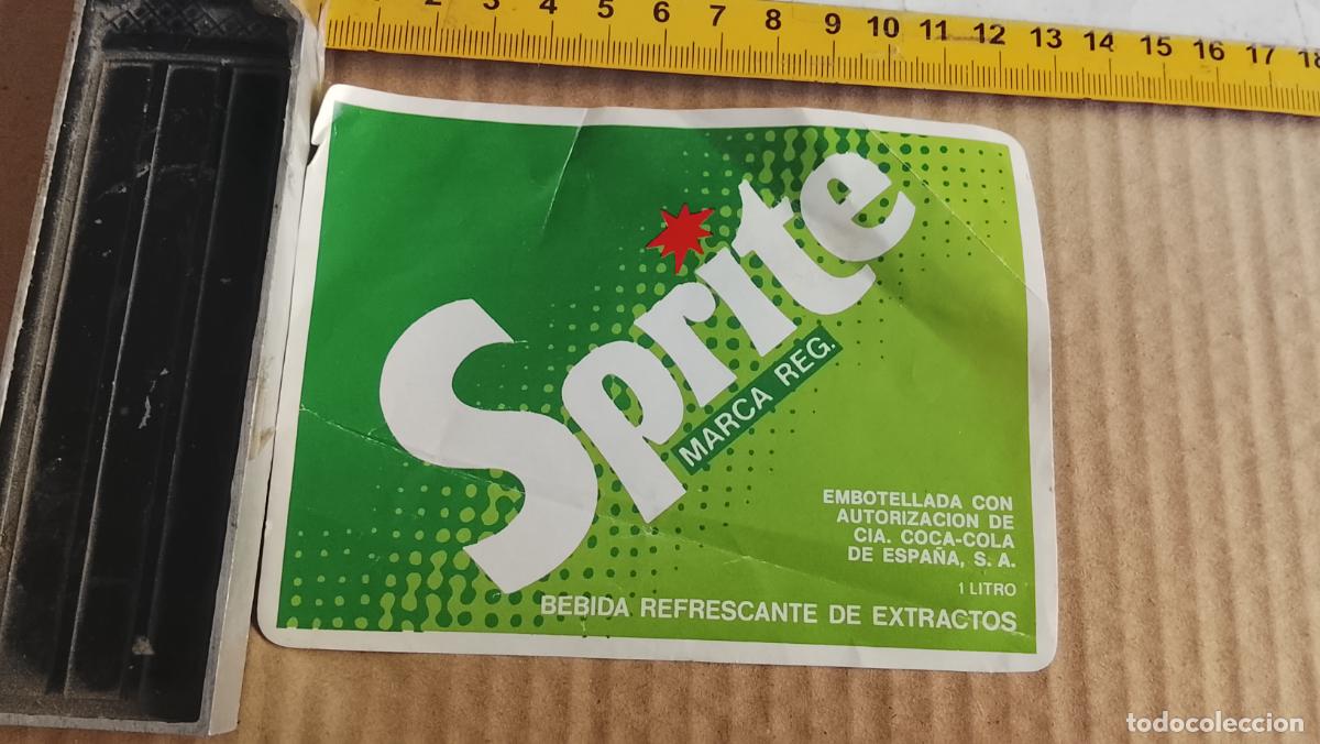Etiquetas antiguas: antigua etiqueta original SIN PEGAR , de BOTELLA - GRANDE SPRITE CON DOBLECES