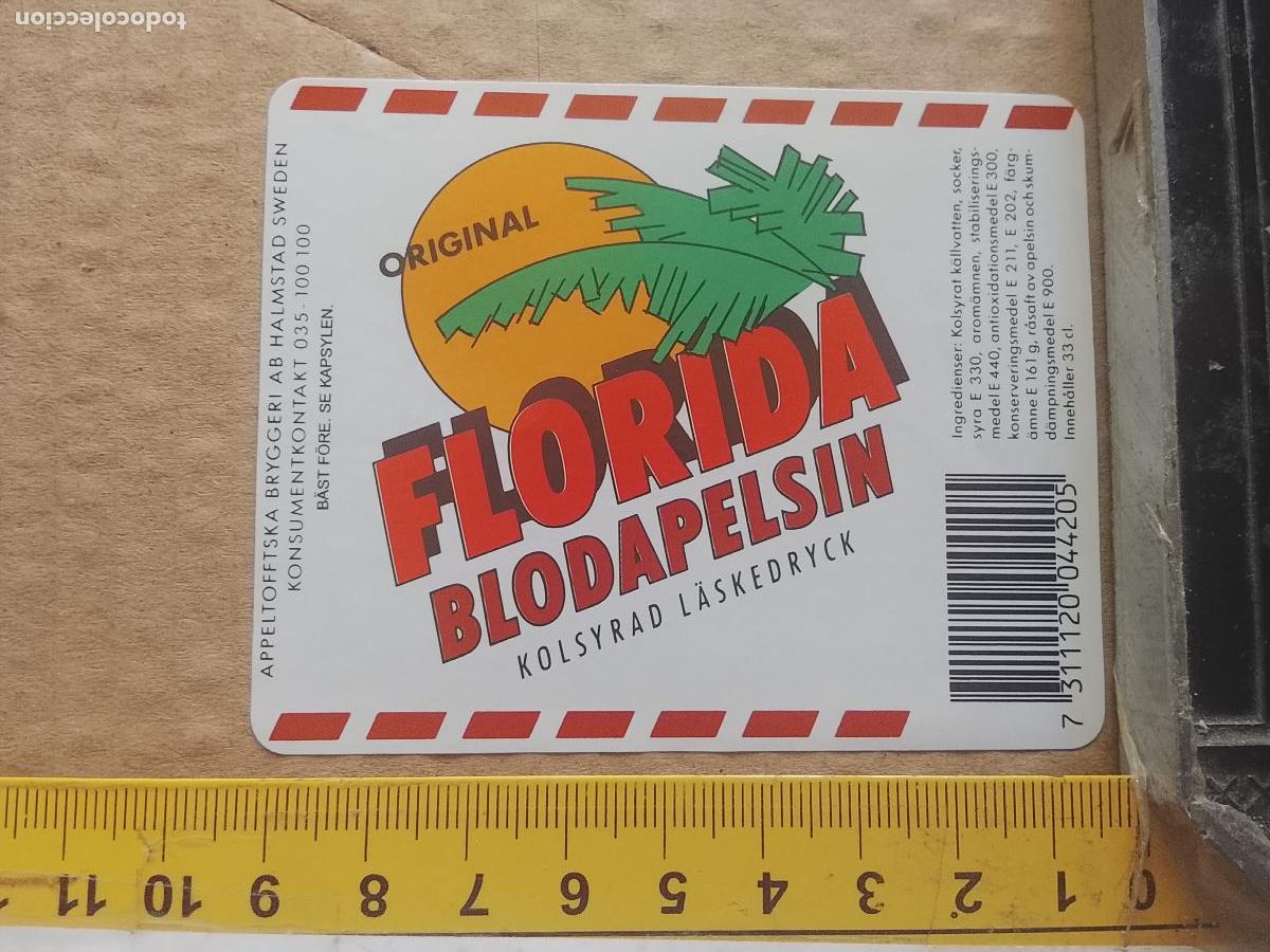 Alte Etiketten: ANTIGUA ETIQUETA DE FRONTAL DE BOTELLA BEBIDAS REFRESCOS ZUMOS GASEOSAS - PLANCHAS DE FABRICA