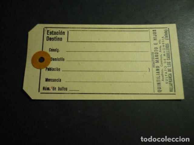 Etiquetas antiguas: ETIQUETA ENVIO POR FEROCARRIL DE MERCANCIAS VILLAFRANCA DE LOS CABALLEROS TOLEDO AZAFRAN