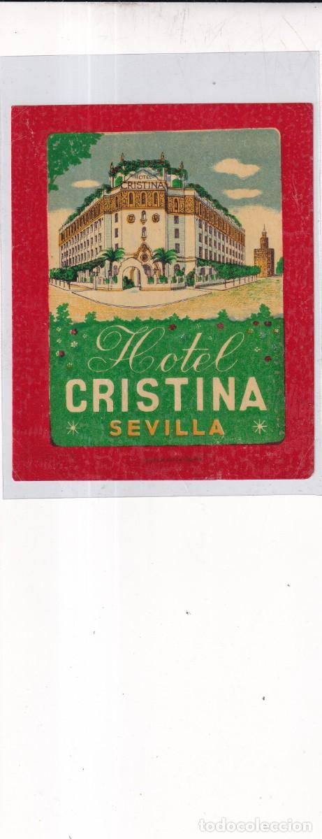 Etiquetas antigas: ETIQUETA HOTEL CRISTINA, SEVILLA 13 x 10,50 cm
