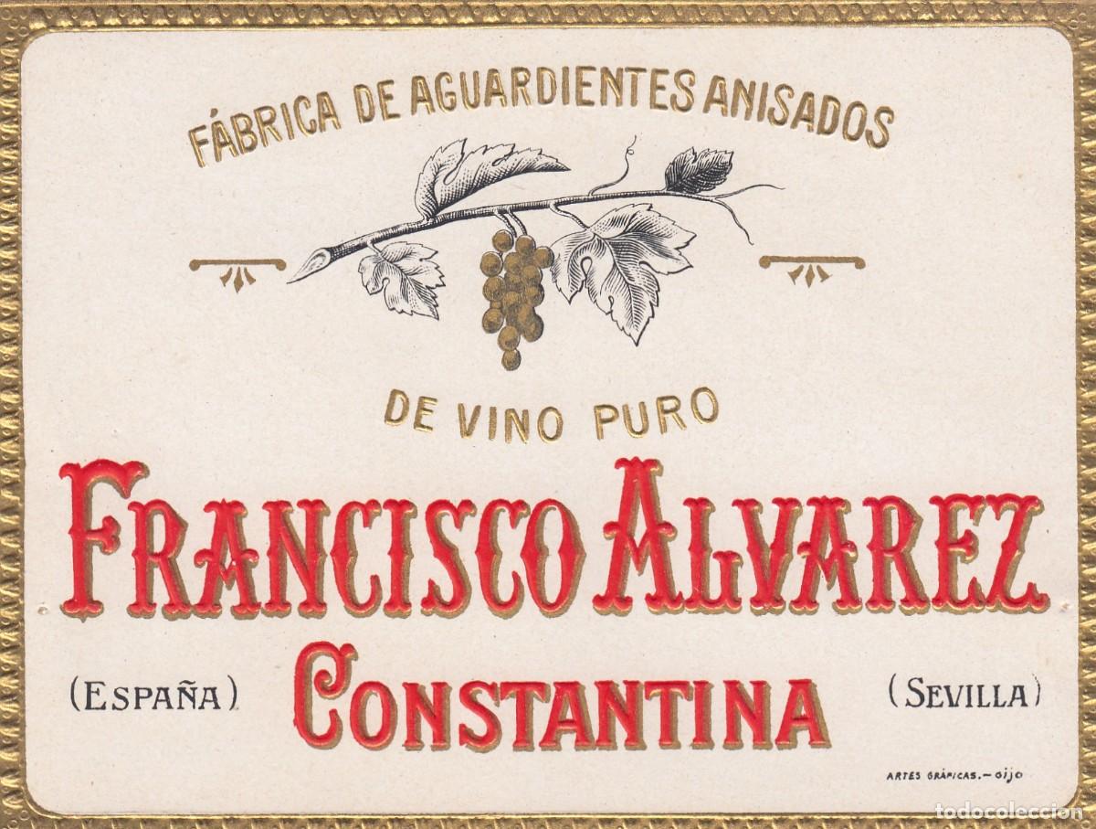 Etiquetas antiguas: Antigua y Escasa Etiqueta - AGUARDIENTES ANISADOS... - Sevilla - Excelente Conservaci&oacute;n S/C -