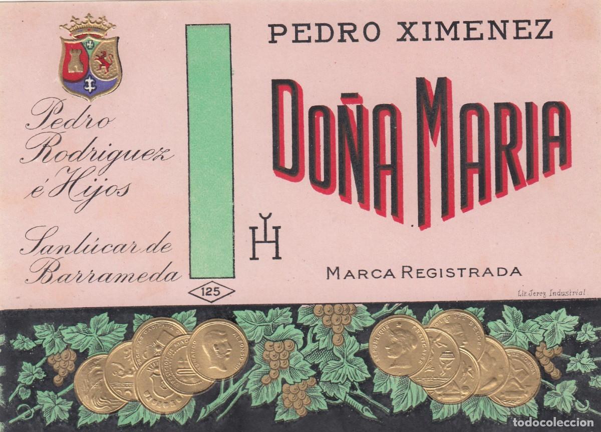 Etiquetas antiguas: Antigua y Escasa Etiqueta - PEDRO XIMENEZ... SANL&Uacute;CAR DE BARRAMEDA - Excelente Conservaci&oacute;n S/C -