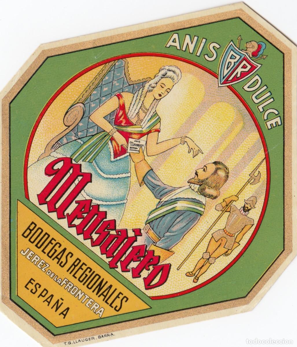 Etiquetas antiguas: Escasa Y Buscada Etiqueta - ANIS DULCE MENSAJERO... JEREZ - Excelente Conservaci&oacute;n S/C -