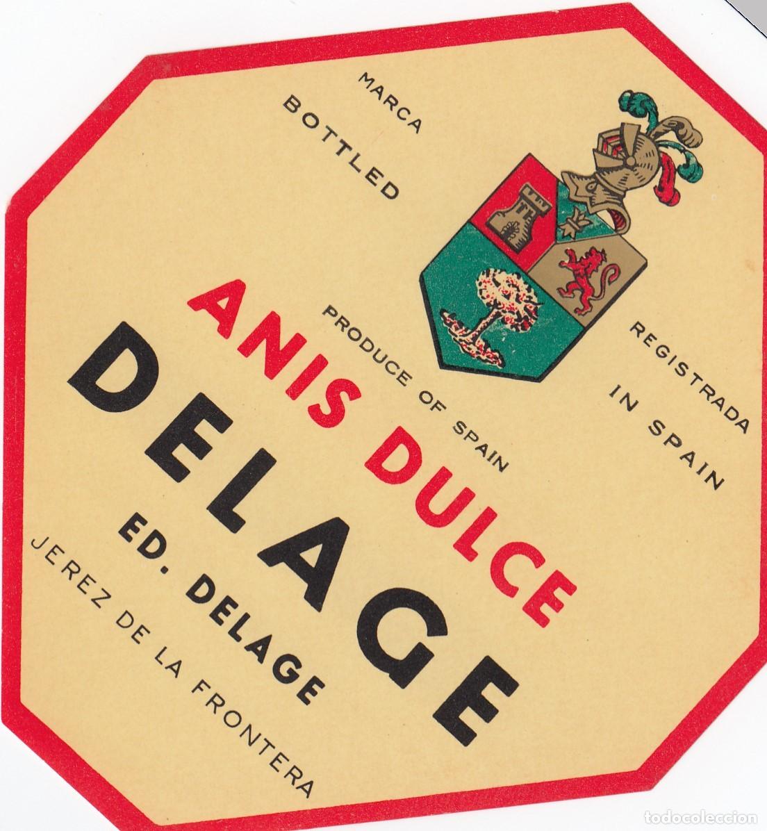 Etiquetas antiguas: Escasa Y Buscada Etiqueta - ANIS DULCE D E LA A G E... JEREZ - Excelente Conservaci&oacute;n S/C -