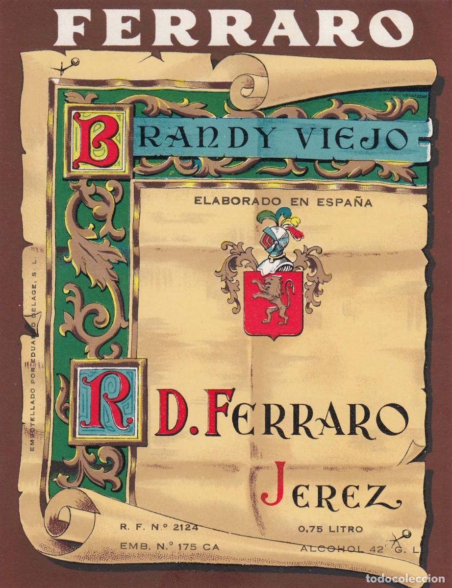 Etiquetas antiguas: Escasa Y Buscada Etiqueta - BRANDY VIEJO... JEREZ - Excelente Conservaci&oacute;n S/C -