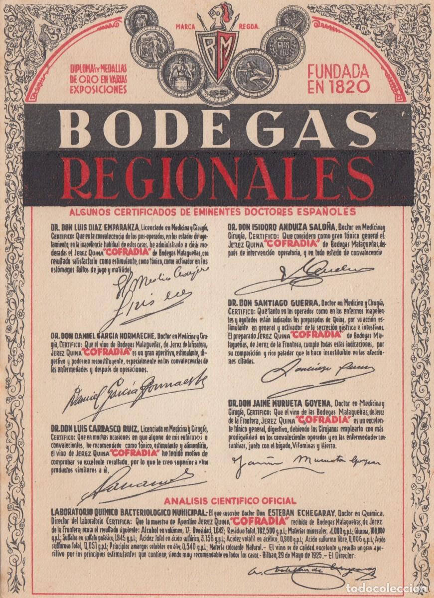 Etiquetas antiguas: Antigua y Escasa Etiqueta - EXPOSICI&Oacute;N BODEGAS REGIONALES FUNDADA 1820... JEREZ - Exc. Conser. S/C -