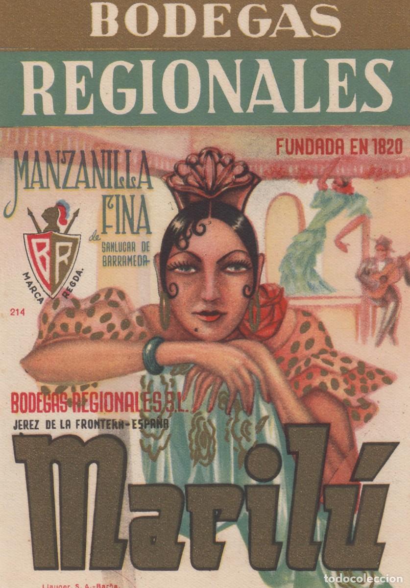 Etiquetas antiguas: Antigua y Escasa Etiqueta - BODEGAS REGIONALES 1820 - MANZANILLA FINA... Sanl&uacute;car de Barrameda - S/C