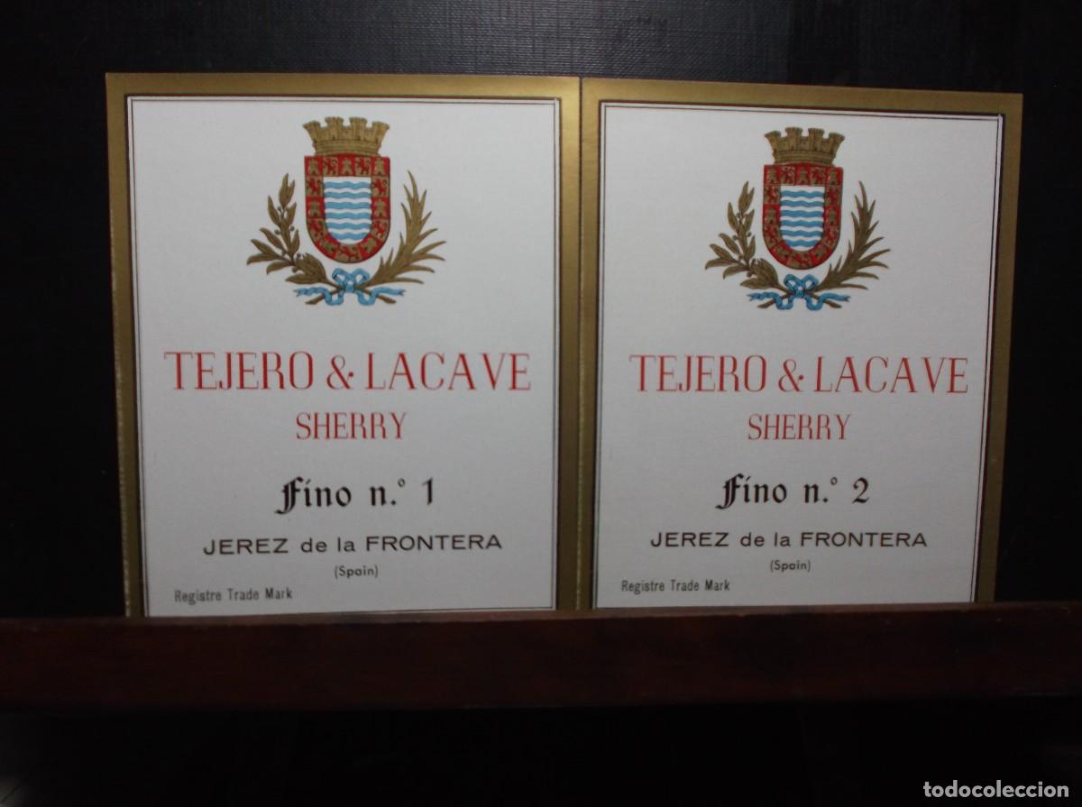 Etiquetas antiguas: ETIQUETA DE TEJERO & LACAVE SHERRY (2 UNIDADES DIF.) - JEREZ DE LA FRONTERA