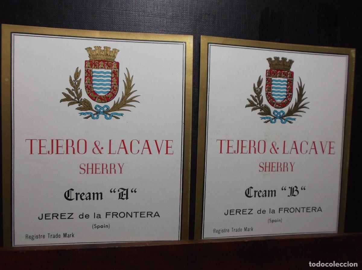 Etiquetas antiguas: ETIQUETA DE TEJERO & LACAVE SHERRY (2 UNIDADES DIF.) - JEREZ DE LA FRONTERA