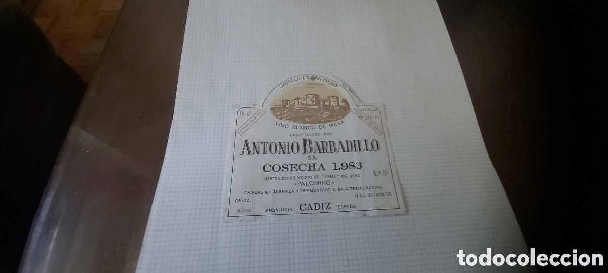 Etiquetas antiguas: ETIQUETA DE VINO. CASTILLO DE SAN DIEGO BLANCO 1983. ANTINIO BARBADILLO